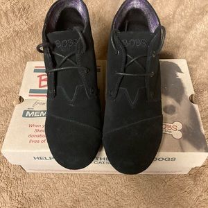 Bobs 8.5 Black Suede Wedge Lace up shoe